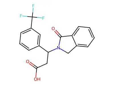 3-(1-oxo-1,3-dihydro-2H-isoindol-2-yl)-3-[3-(trifluoromethyl)phenyl]propanoic acid structure