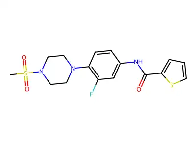 N-{3-fluoro-4-[4-(methylsulfonyl)piperazino]phenyl}-2-thiophenecarboxamide structure