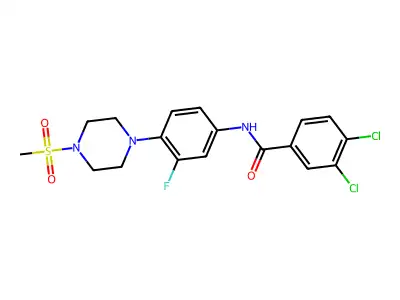 3,4-dichloro-N-{3-fluoro-4-[4-(methylsulfonyl)piperazino]phenyl}benzenecarboxamide structure