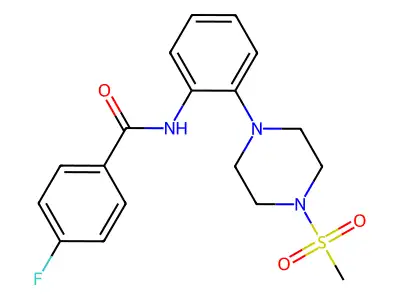 4-fluoro-N-{2-[4-(methylsulfonyl)piperazino]phenyl}benzenecarboxamide structure