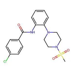4-chloro-N-[2-(4-methylsulfonyl-1-piperazinyl)phenyl]benzamide structure