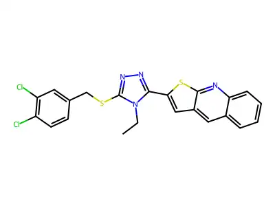 2-{5-[(3,4-dichlorobenzyl)sulfanyl]-4-ethyl-4H-1,2,4-triazol-3-yl}thieno[2,3-b]quinoline structure