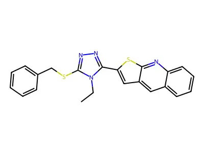 2-[5-(benzylsulfanyl)-4-ethyl-4H-1,2,4-triazol-3-yl]thieno[2,3-b]quinoline structure