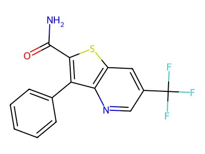 3-Phenyl-6-(trifluoromethyl)thieno[3,2-b]pyridine-2-carboxamide structure