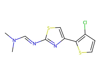 N'-[4-(3-chloro-2-thienyl)-1,3-thiazol-2-yl]-N,N-dimethyliminoformamide structure