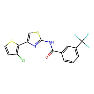 N-[4-(3-chlorothiophen-2-yl)-1,3-thiazol-2-yl]-3-(trifluoromethyl)benzamide structure