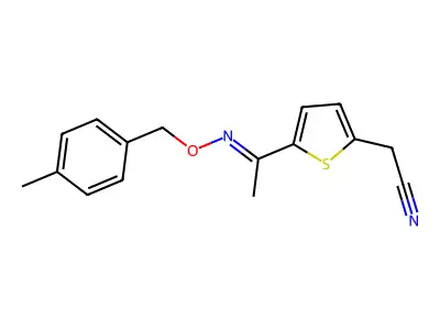 2-[5-(1-{[(4-Methylphenyl)methoxy]imino}ethyl)thiophen-2-yl]acetonitrile structure