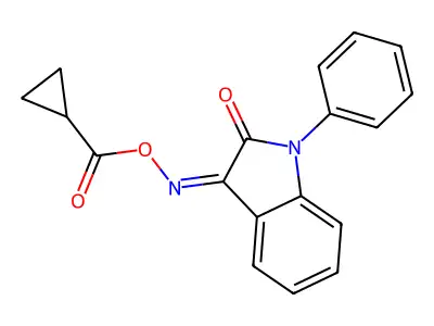 [(2-Oxo-1-phenylindol-3-ylidene)amino] cyclopropanecarboxylate structure