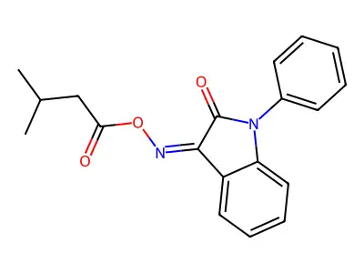 [(3Z)-2-oxo-1-phenyl-2,3-dihydro-1H-indol-3-ylidene]amino 3-methylbutanoate structure