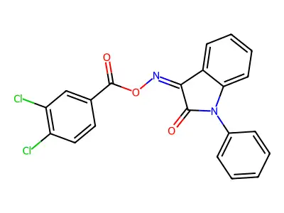 [(2-Oxo-1-phenylindol-3-ylidene)amino] 3,4-dichlorobenzoate structure