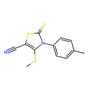 3-(4-methylphenyl)-4-(methylsulfanyl)-2-thioxo-2,3-dihydro-1,3-thiazole-5-carbonitrile structure