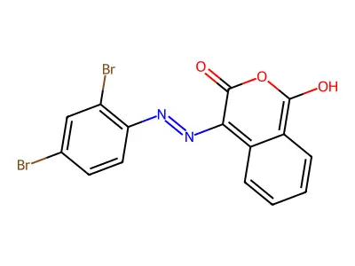 1H-isochromene-1,3,4-trione 4-[N-(2,4-dibromophenyl)hydrazone] structure