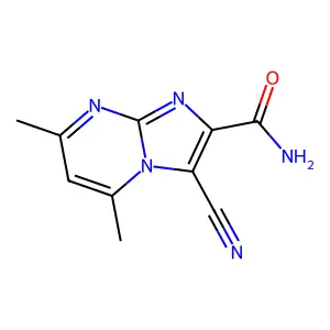 3-Cyano-5,7-dimethylimidazo[1,2-a]pyrimidine-2-carboxamide structure