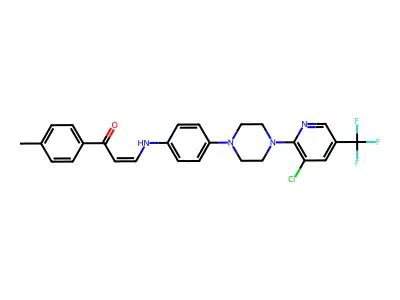 3-(4-{4-[3-chloro-5-(trifluoromethyl)-2-pyridinyl]piperazino}anilino)-1-(4-methylphenyl)-2-propen-1-one structure