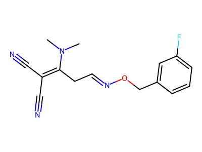 2-(1-(Dimethylamino)-3-{[(3-fluorobenzyl)oxy]imino}propylidene)malononitrile structure