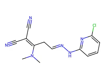 2-[3-[(6-chloropyridin-2-yl)hydrazinylidene]-1-(dimethylamino)propylidene]propanedinitrile structure