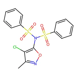 N-(benzenesulfonyl)-N-(4-chloro-3-methyl-1,2-oxazol-5-yl)benzenesulfonamide structure