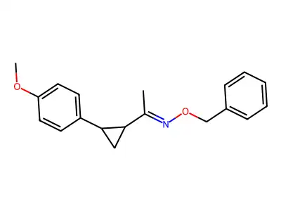 1-[2-(4-methoxyphenyl)cyclopropyl]-N-phenylmethoxyethanimine structure