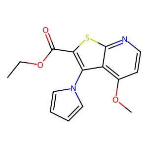 ethyl 4-methoxy-3-(1H-pyrrol-1-yl)thieno[2,3-b]pyridine-2-carboxylate structure