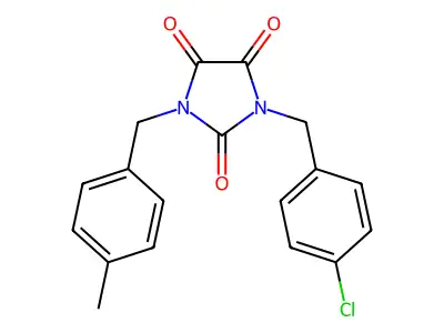 1-[(4-Chlorophenyl)methyl]-3-[(4-methylphenyl)methyl]imidazolidine-2,4,5-trione structure