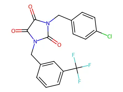 1-(4-chlorobenzyl)-3-[3-(trifluoromethyl)benzyl]-1H-imidazole-2,4,5(3H)-trione structure