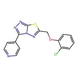 6-[(2-chlorophenoxy)methyl]-3-(4-pyridinyl)[1,2,4]triazolo[3,4-b][1,3,4]thiadiazole structure