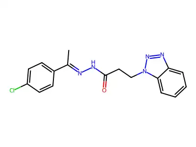 3-(1H-benzotriazol-1-yl)-N'-[(1Z)-1-(4-chlorophenyl)ethylidene]propanehydrazide structure