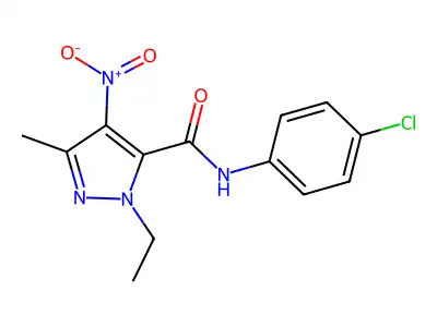 N-(4-Chlorophenyl)-1-ethyl-3-methyl-4-nitro-1H-pyrazole-5-carboxamide structure
