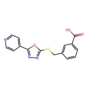 3-({[5-(Pyridin-4-yl)-1,3,4-oxadiazol-2-yl]sulfanyl}methyl)benzoic acid structure