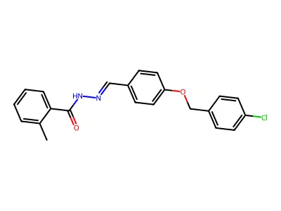N-[[4-[(4-chlorophenyl)methoxy]phenyl]methylideneamino]-2-methylbenzamide structure