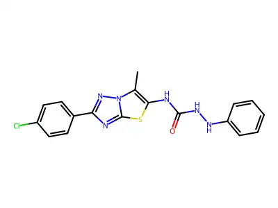 1-anilino-3-[2-(4-chlorophenyl)-6-methyl-[1,3]thiazolo[3,2-b][1,2,4]triazol-5-yl]urea structure