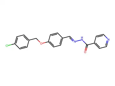 N-[[4-[(4-chlorophenyl)methoxy]phenyl]methylideneamino]pyridine-4-carboxamide structure