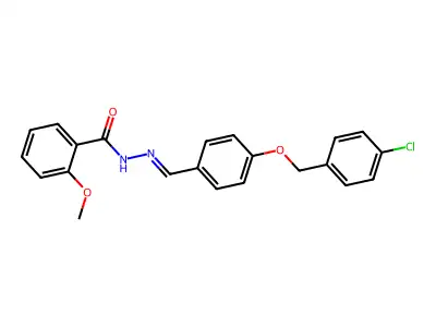 N-[[4-[(4-chlorophenyl)methoxy]phenyl]methylideneamino]-2-methoxybenzamide structure