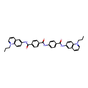 1-Propyl-6-(4-{4-[(1-propyl-6-quinoliniumyl)carbamoyl]benzamido}benzamido)quinolinium structure