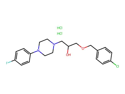 1-[(4-chlorophenyl)methoxy]-3-[4-(4-fluorophenyl)piperazin-1-yl]propan-2-ol Dihydrochloride structure