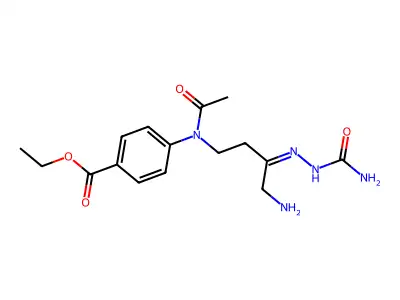 Ethyl 4-[acetyl-[4-amino-3-(carbamoylhydrazinylidene)butyl]amino]benzoate structure