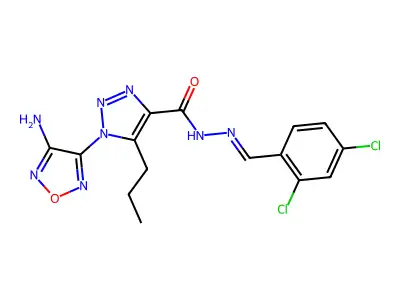 1-(4-amino-1,2,5-oxadiazol-3-yl)-N-[(2,4-dichlorophenyl)methylideneamino]-5-propyltriazole-4-carboxamide structure