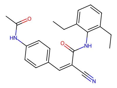 2-cyano-N-(2,6-diethylphenyl)-3-(4-acetamidophenyl)prop-2-enamide structure