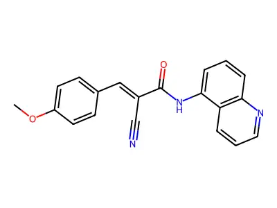 2-cyano-3-(4-methoxyphenyl)-N-(quinolin-5-yl)prop-2-enamide structure