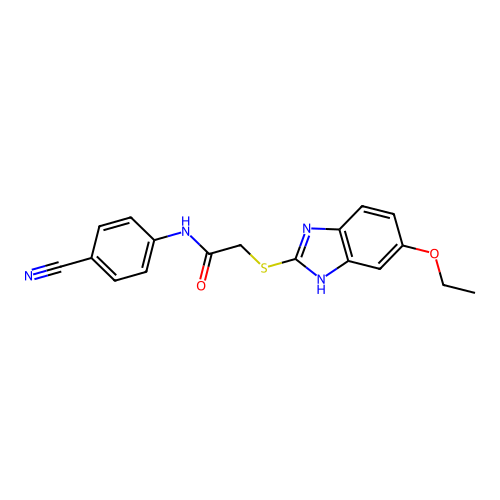 N-(4-cyanophenyl)-2-[(5-ethoxy-1H-benzimidazol-2-yl)sulfanyl]acetamide structure
