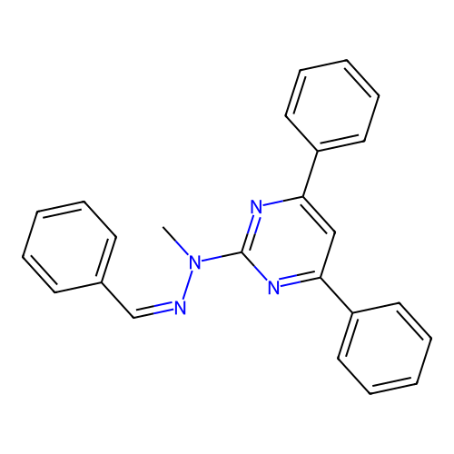 Benzaldehyde (4,6-diphenyl-2-pyrimidinyl)(methyl)hydrazone structure