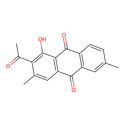 2-Acetyl-1-hydroxy-3,6-dimethylanthracene-9,10-dione structure