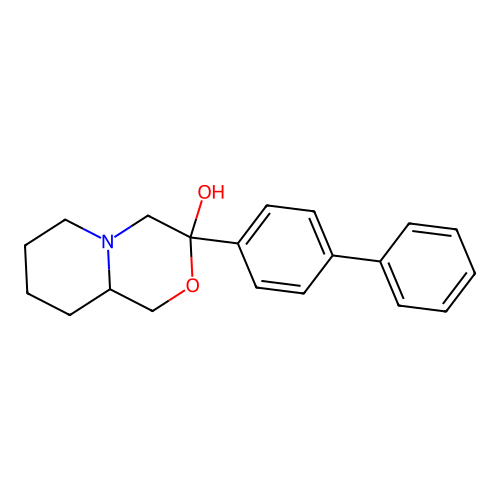 3-(4-phenylphenyl)-4,6,7,8,9,9a-hexahydro-1H-pyrido[2,1-c][1,4]oxazin-3-ol structure