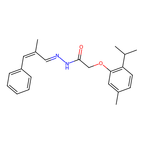 2-(2-Isopropyl-5-methylphenoxy)-N'-(2-ME-3-PH-2-propenylidene)acetohydrazide structure