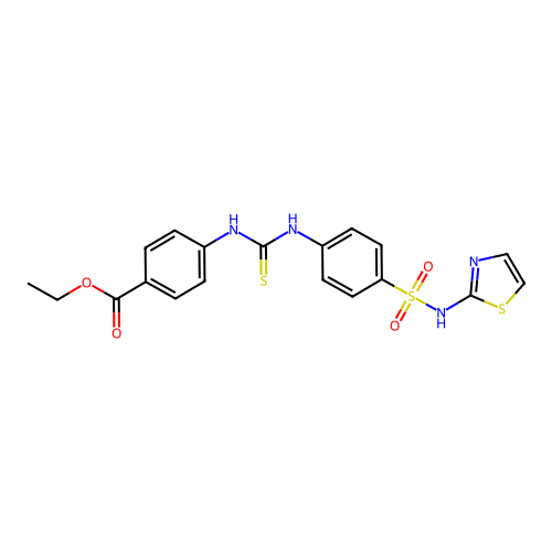 Ethyl 4-({[4-(1,3-thiazol-2-ylsulfamoyl)phenyl]carbamothioyl}amino)benzoate structure