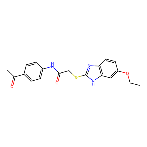 N-(4-acetylphenyl)-2-[(5-ethoxy-1H-benzimidazol-2-yl)sulfanyl]acetamide structure