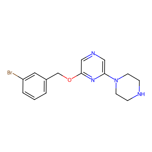 2-[(3-Bromophenyl)methoxy]-6-(1-piperazinyl)pyrazine structure