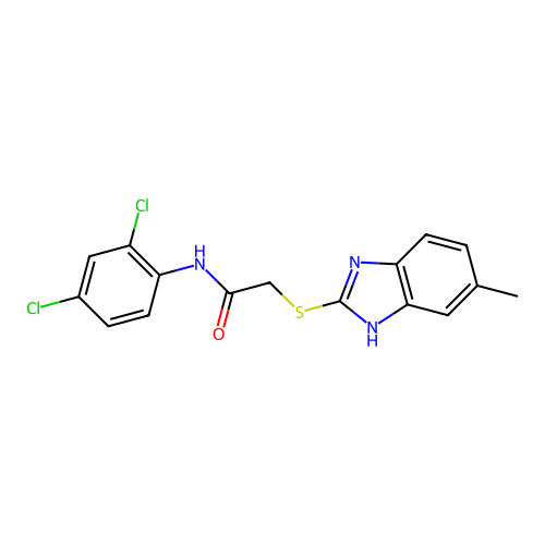 N-(2,4-dichlorophenyl)-2-[(5-methyl-1H-benzimidazol-2-yl)sulfanyl]acetamide structure