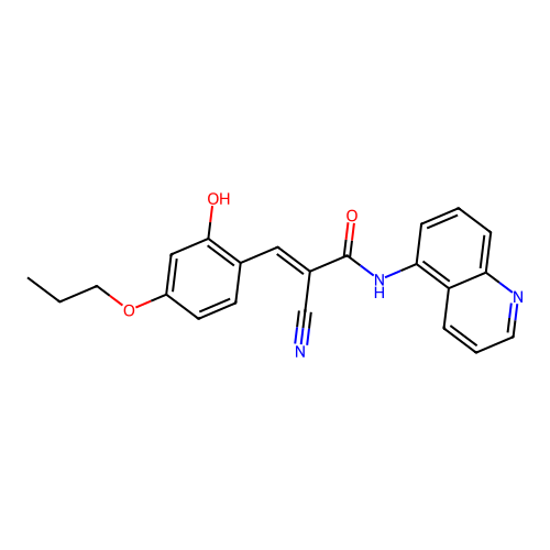 2-cyano-3-(2-hydroxy-4-propoxyphenyl)-N-(quinolin-5-yl)prop-2-enamide structure