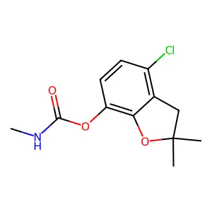 7-Benzofuranol, 4-chloro-2,3-dihydro-2,2-dimethyl-, methylcarbamate structure